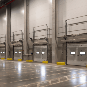 High-speed doors in a climate-controlled facility